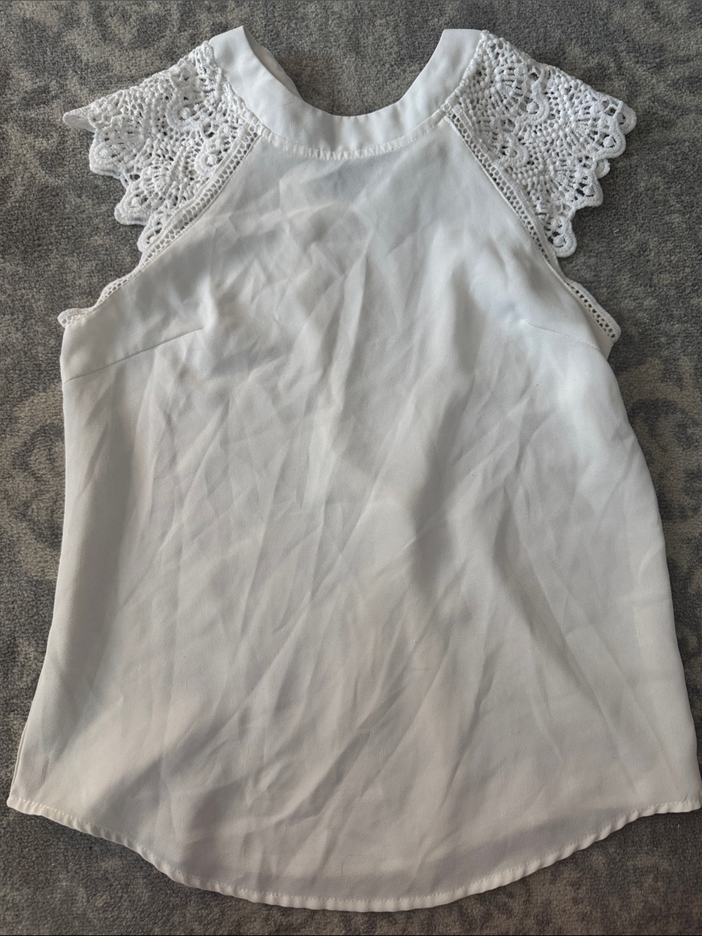 Women's White Crochet Cap Sleeve Halter Blouse